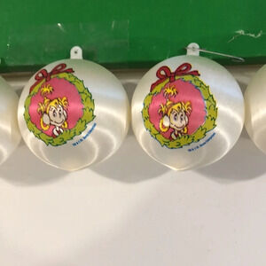 Cindy Lou who Dr. Seuss satin Christmas ornaments balls set (5)  rare